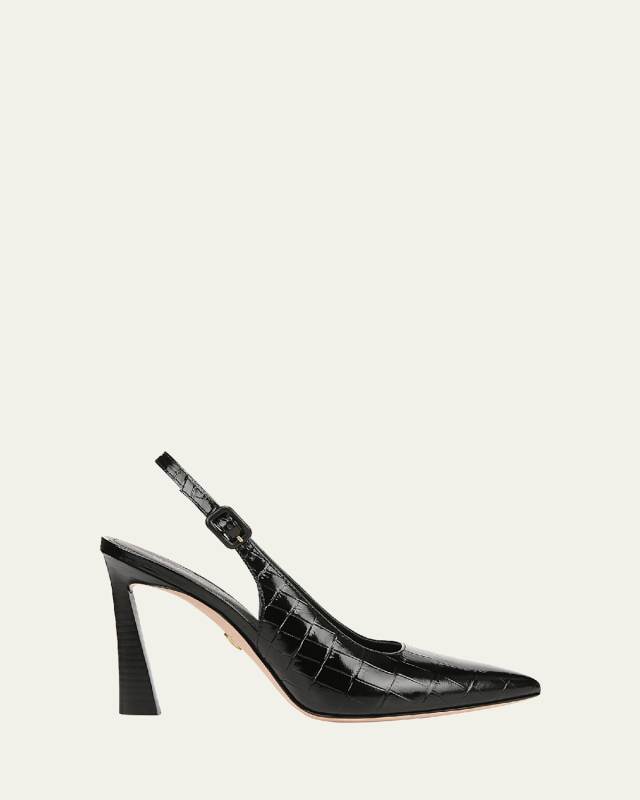 Callie Leather Cap-Toe Slingback Pumps